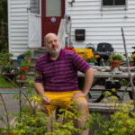 Greg and his driveway garden, Rockland, Maine